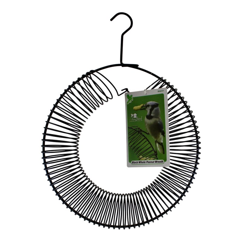 Songbird Essentials Whole Peanut Black Wreath Feeder for Squirrels and Blue Jays - Image 2